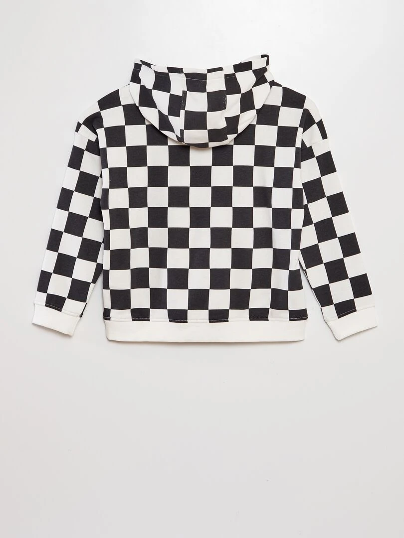 Sweat à carreaux à capuche Noir