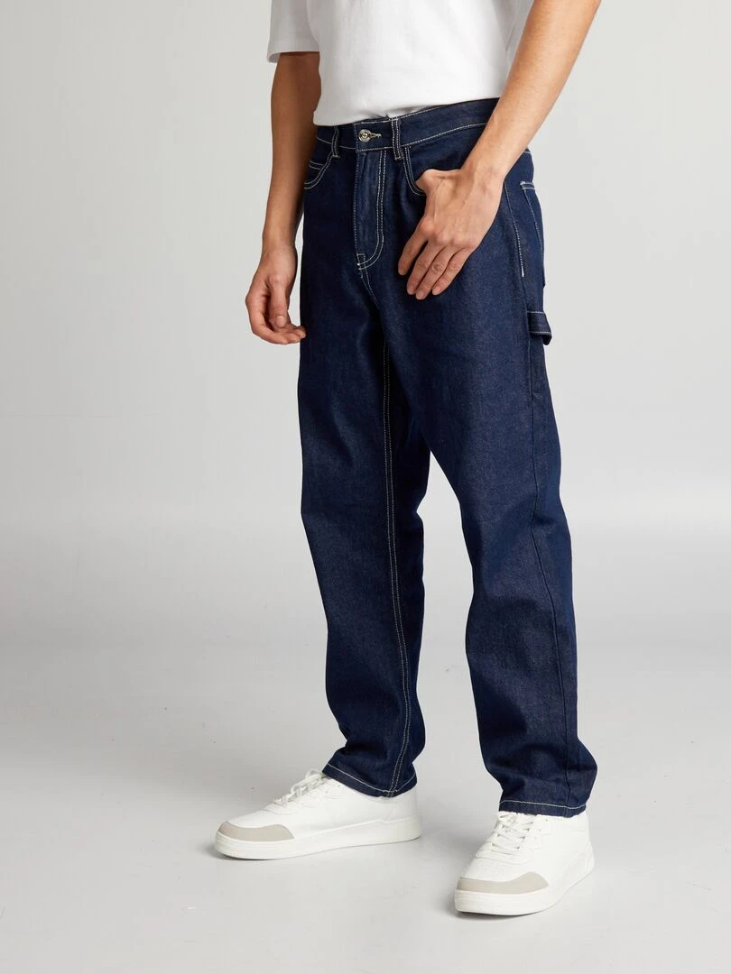 Pantalon denim style carpenter   Bleu