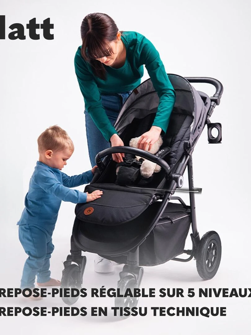 LIONELO Natt   Poussette bébé compacte   Jusqu'à 22 Kg   Légère & pliable   Gris   Gris