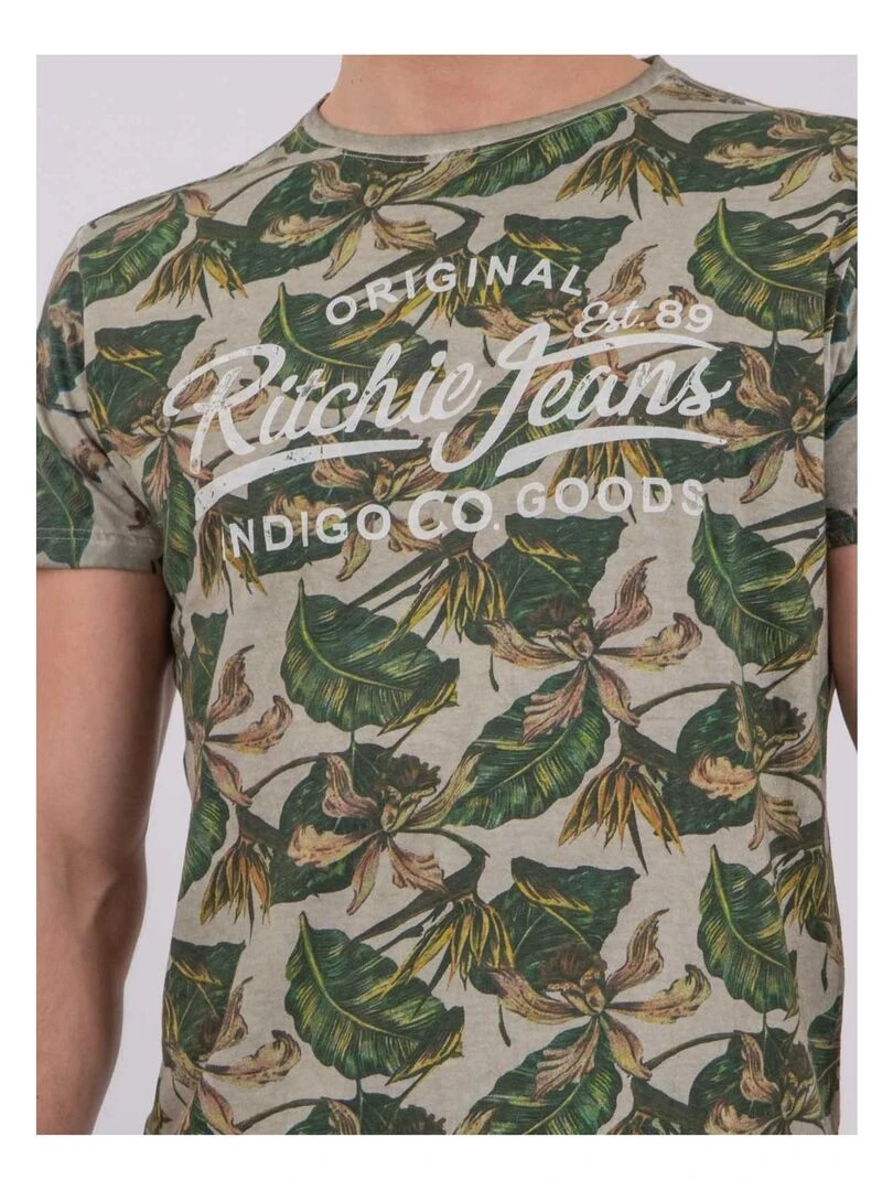 T shirt manches courtes col rond pur coton NIRAMAX   Beige