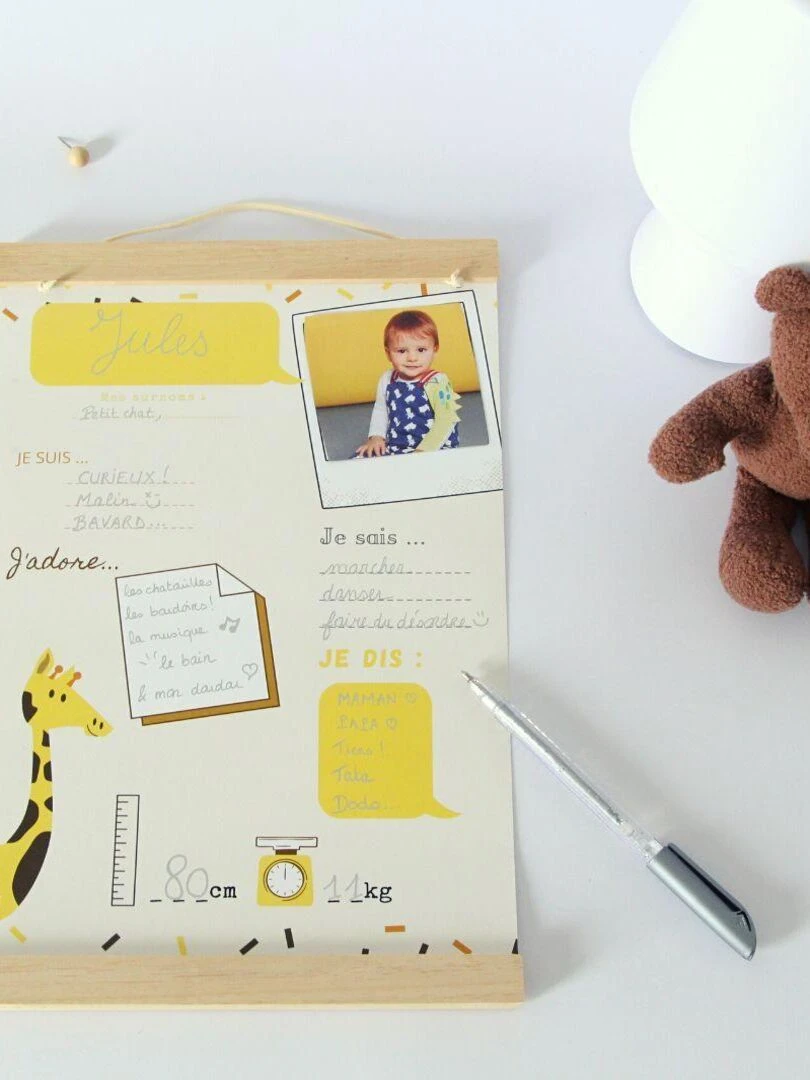 Affiche Souvenirs Bébé Kit complet Création Française Jaune pâle