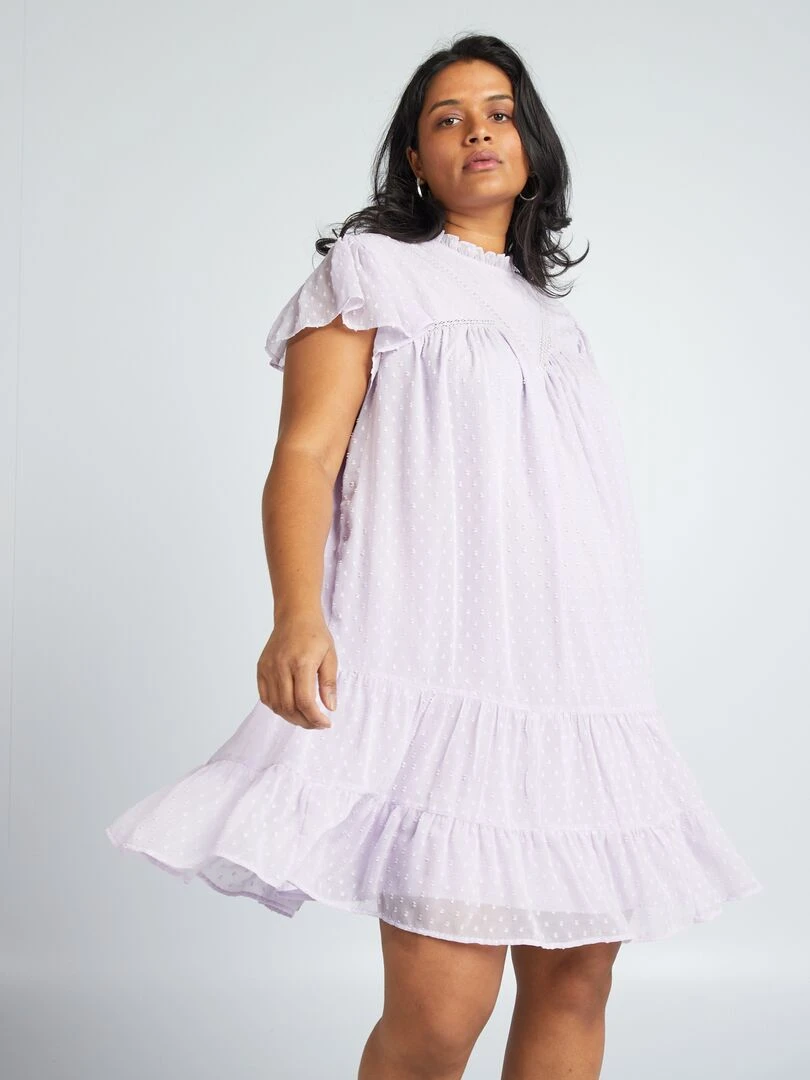 Robe en voile 'plumetis' Rose