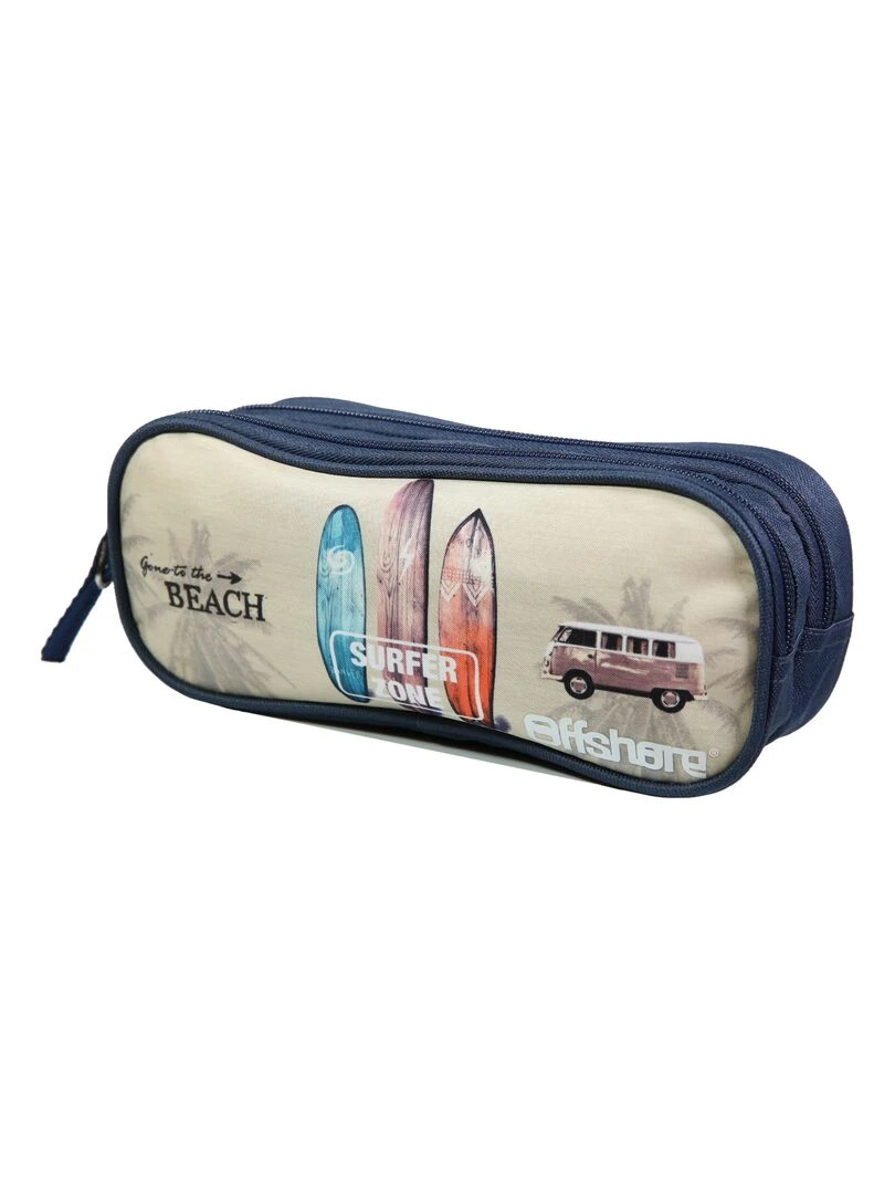 BAGTROTTER Trousse scolaire 2 compartiments Offshore Beige Van & Surf Beige
