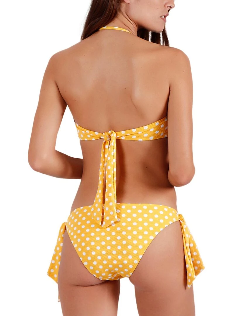 Ensemble 2 pièces bikini bandeau push up Life Dots Jaune