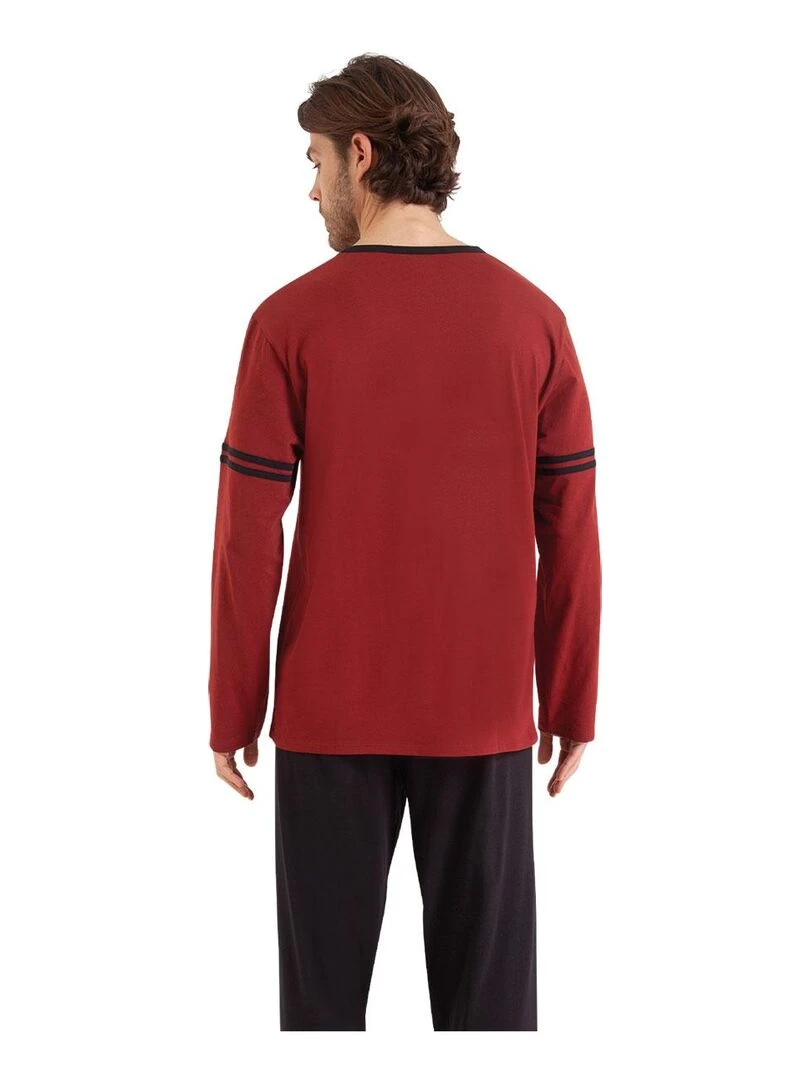 Pyjama long homme Ecopack Noir Rouge