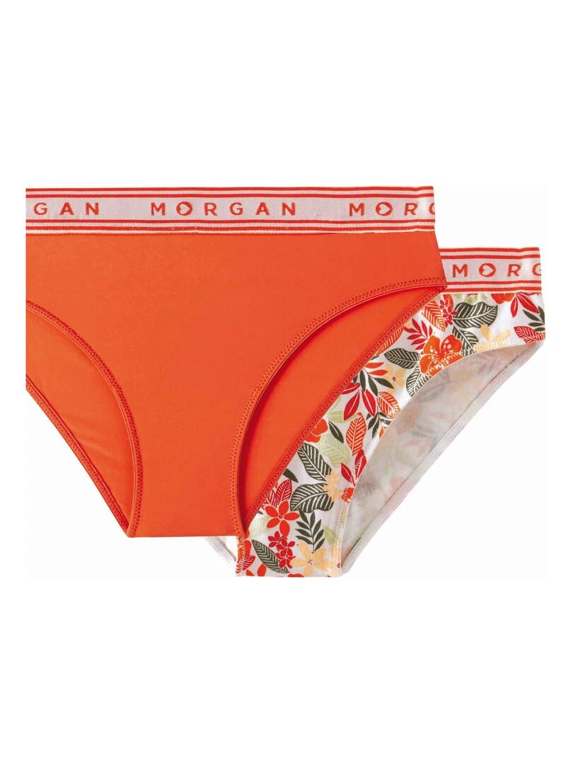 Lot de 2 slips INES Morgan Blanc Orange