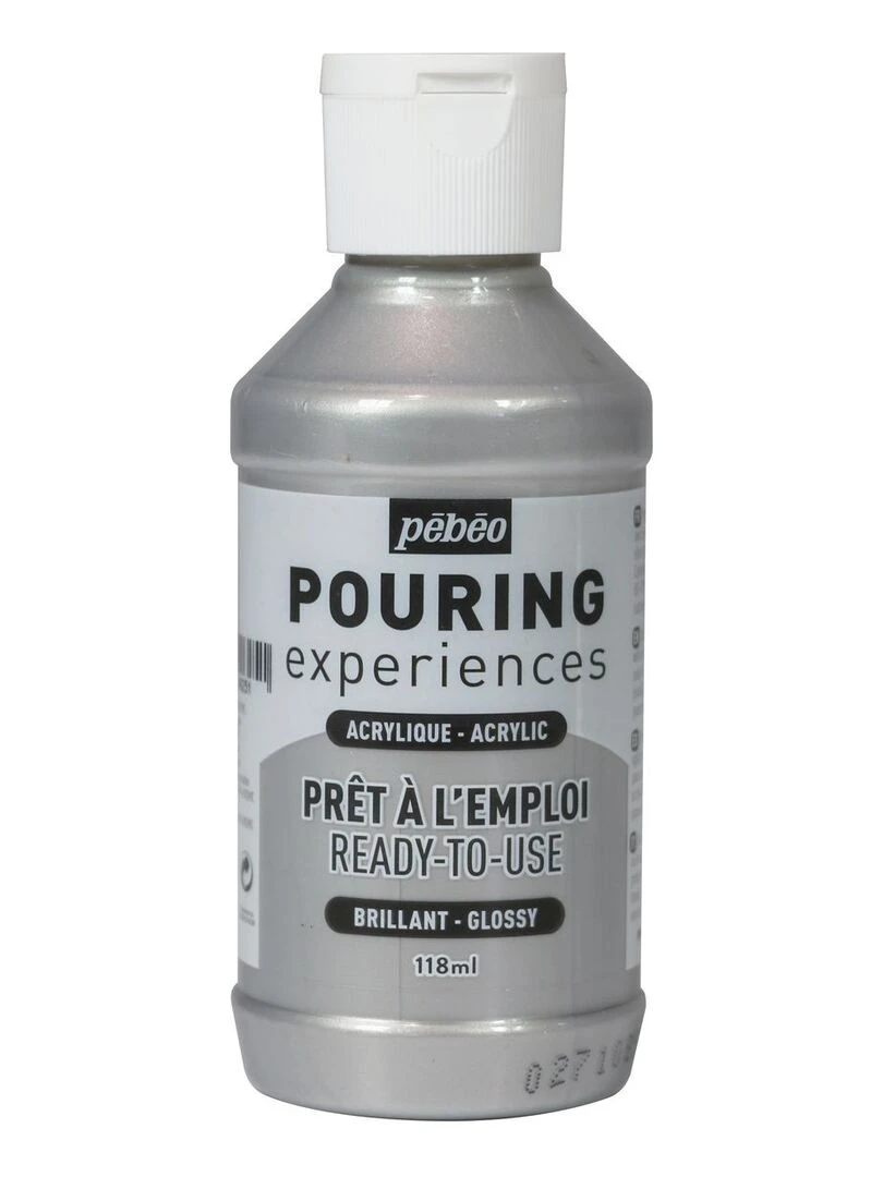 Peinture pouring acrylique brillante Argent 118 ml N/A