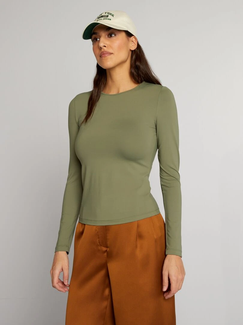 T shirt en maille stretch   Vert