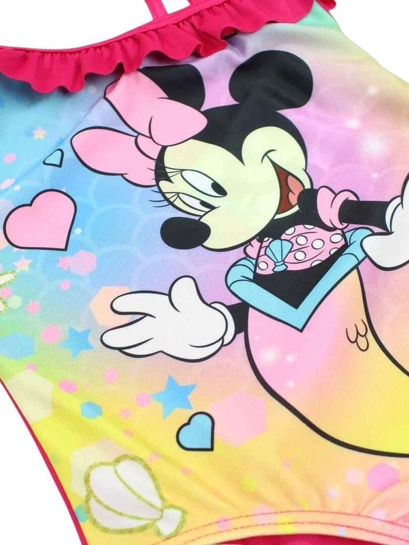 Disney   Maillot De Bain fille imprimé Minnie   Rose fushia