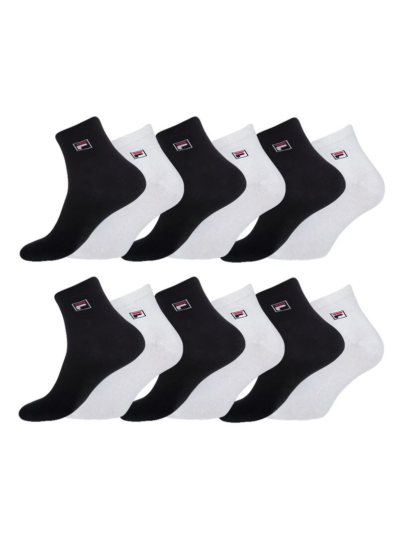 Lot de 12 Paires de Chaussettes Lowcuts Fila Blanc Noir