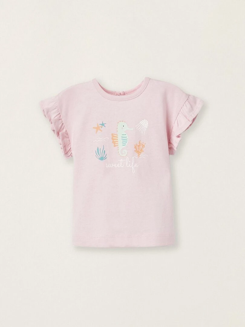 T shirt à manches courtes pour nouveau né manches courtes NATURE TAKEOVER Rose clair