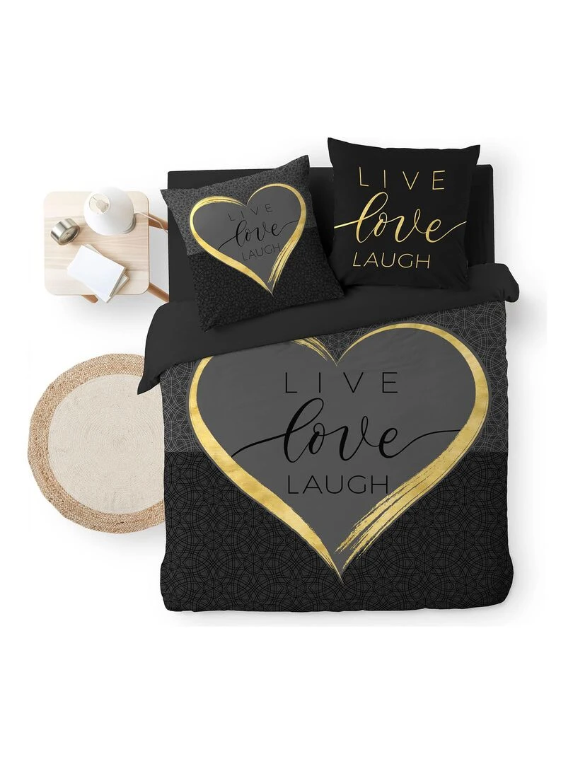 Parure Housse de couette Collection Live Love Lauch Noir