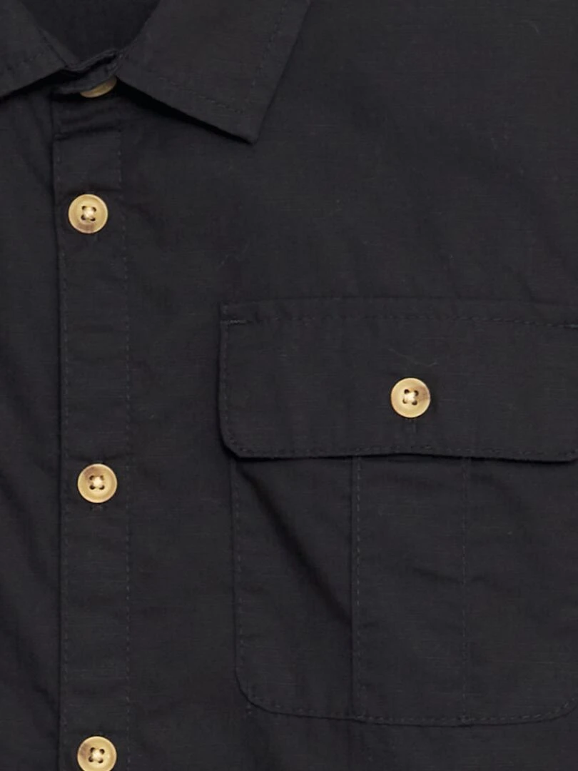 Chemise à manches courtes en lin   noir