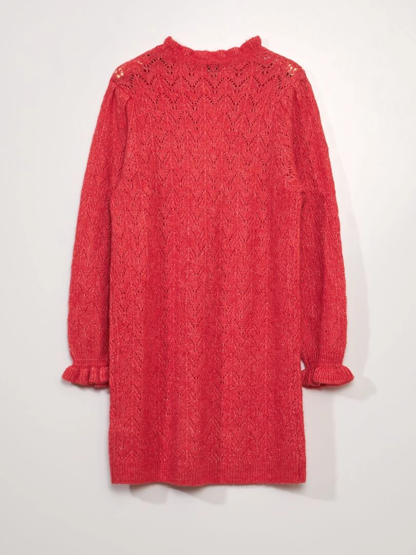 Robe pull maille ajourée   rouge