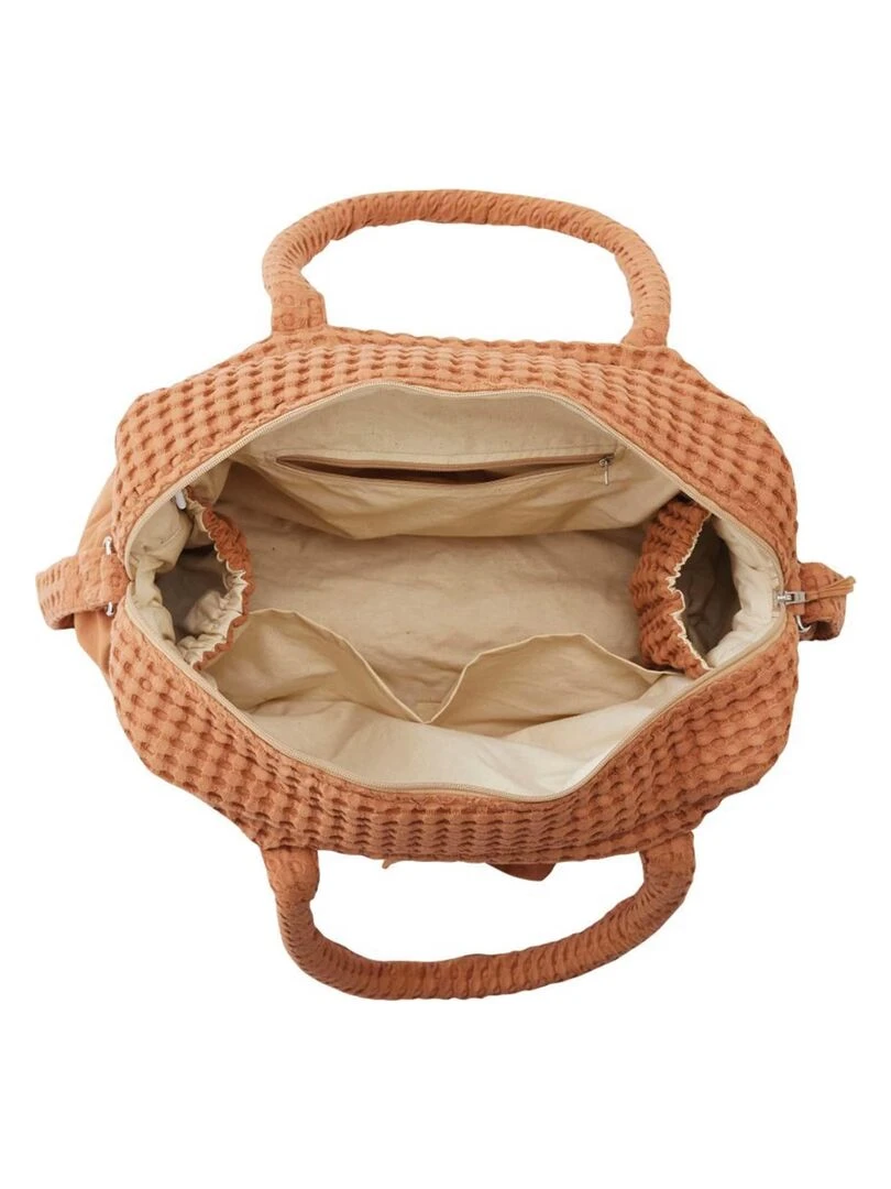 Sac à langer en coton gaufré   Marron clair