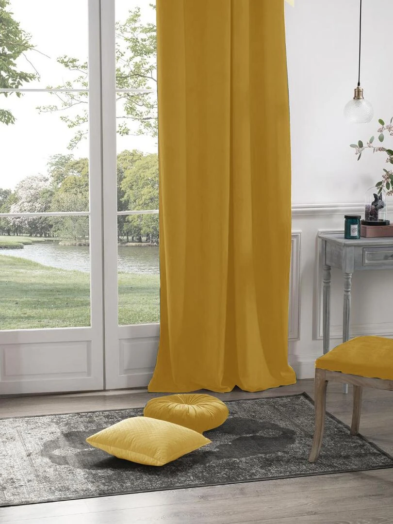 Rideau en velours occultant Jaune