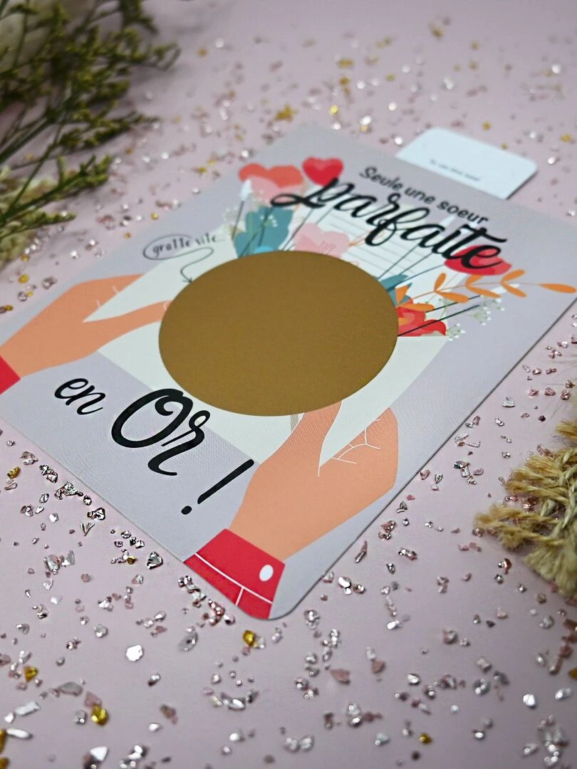 Carte à gratter   Tu vas être tata   Blanc