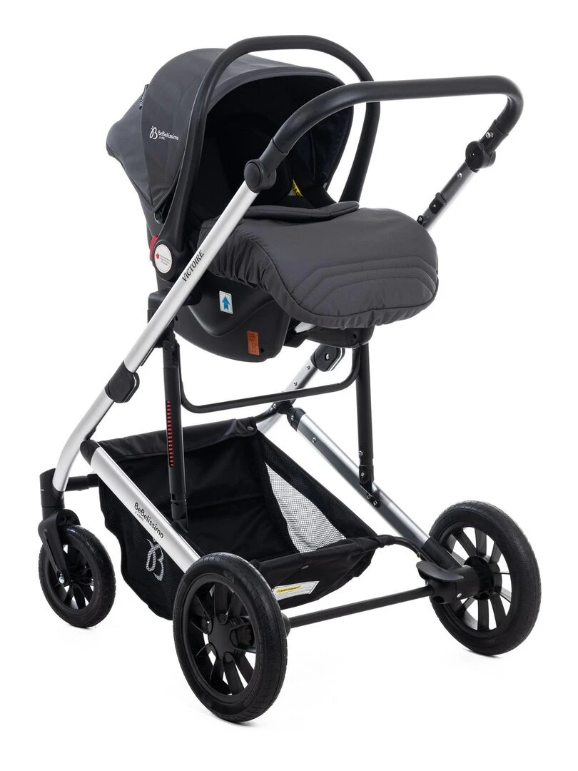 BEBELISSIMO   Poussette combinée trio 3 en 1   siège auto 0m  – jusqu’à 22kg – Victoire I Size gray   Gris