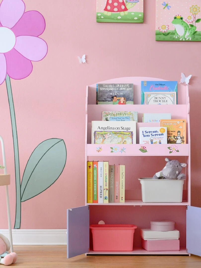Bibliothèque enfant avec placard de rangement en bois rose fille Fantasy Fields TD 13394MG Multicolore