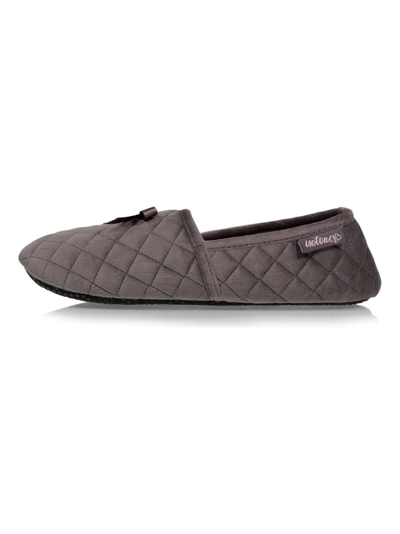 Chaussons slippers Femme matelassés Gris foncé   Gris