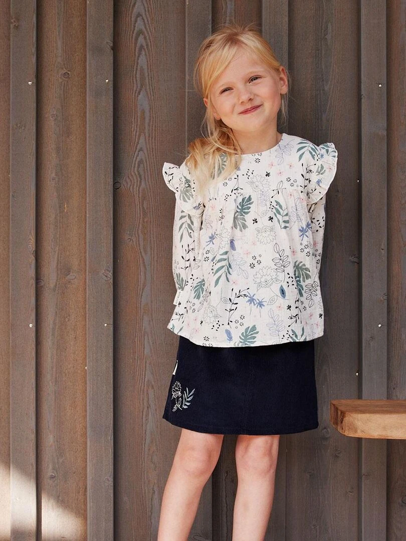 Blouse enfant en gaze de coton Belle de Nuit   Ecru