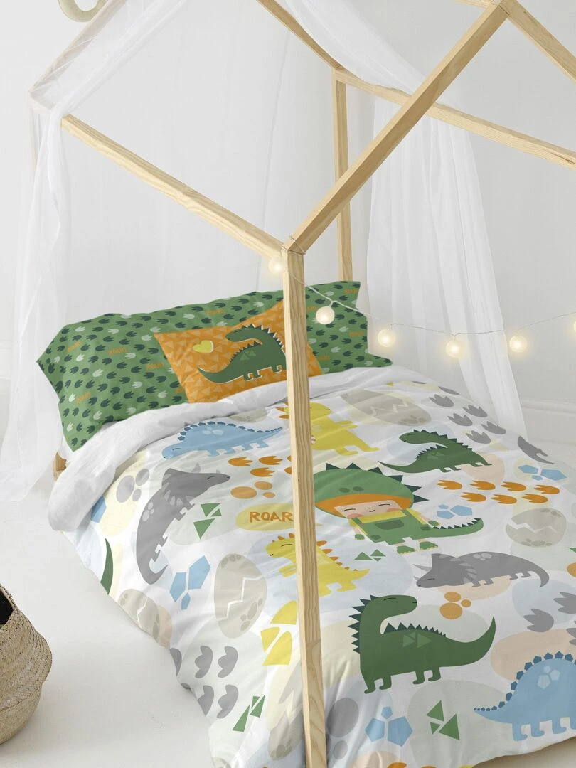 Parure housse de couette 2 pièces Happydino "Happyfriday" Multicolore