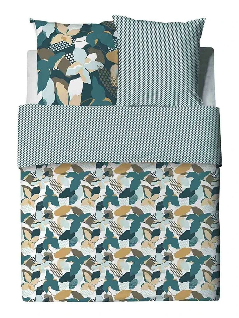 Housse de couette 240x220 Lobelia + 2 taies 100% coton 57 fils   Bleu