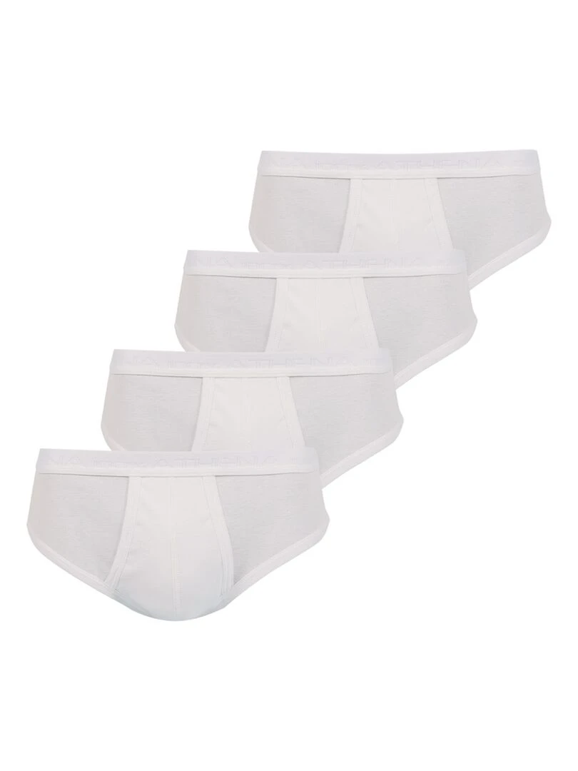 Lot de 4 slips taille haute ouverts Coton Bio Blanc