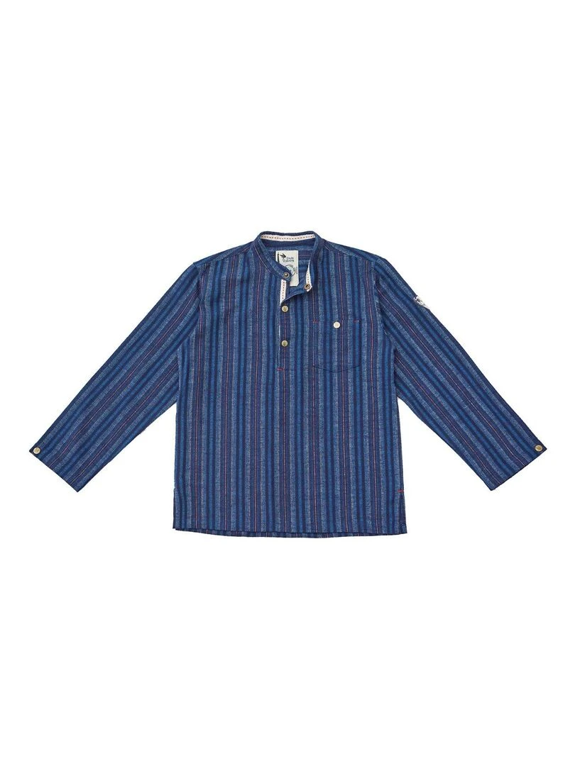 Chemise Laine  Hiver Garçon  Col Mao  RIMBAUD   'LA FAUTE A VOLTAIRE'   Bleu foncé