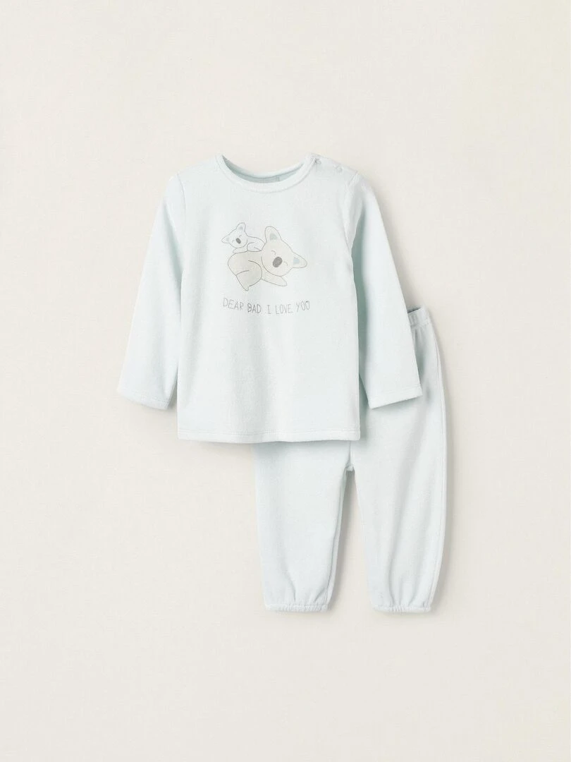 Pyjama en velours pour bébé garçon 'Cher Papa' LITTLE LOVE NOTES Bleu clair
