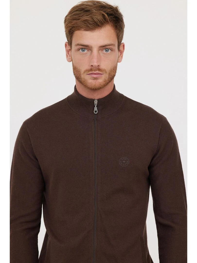 Lee Cooper   Gilet manches longues coton regular CELIUS   Marron foncé