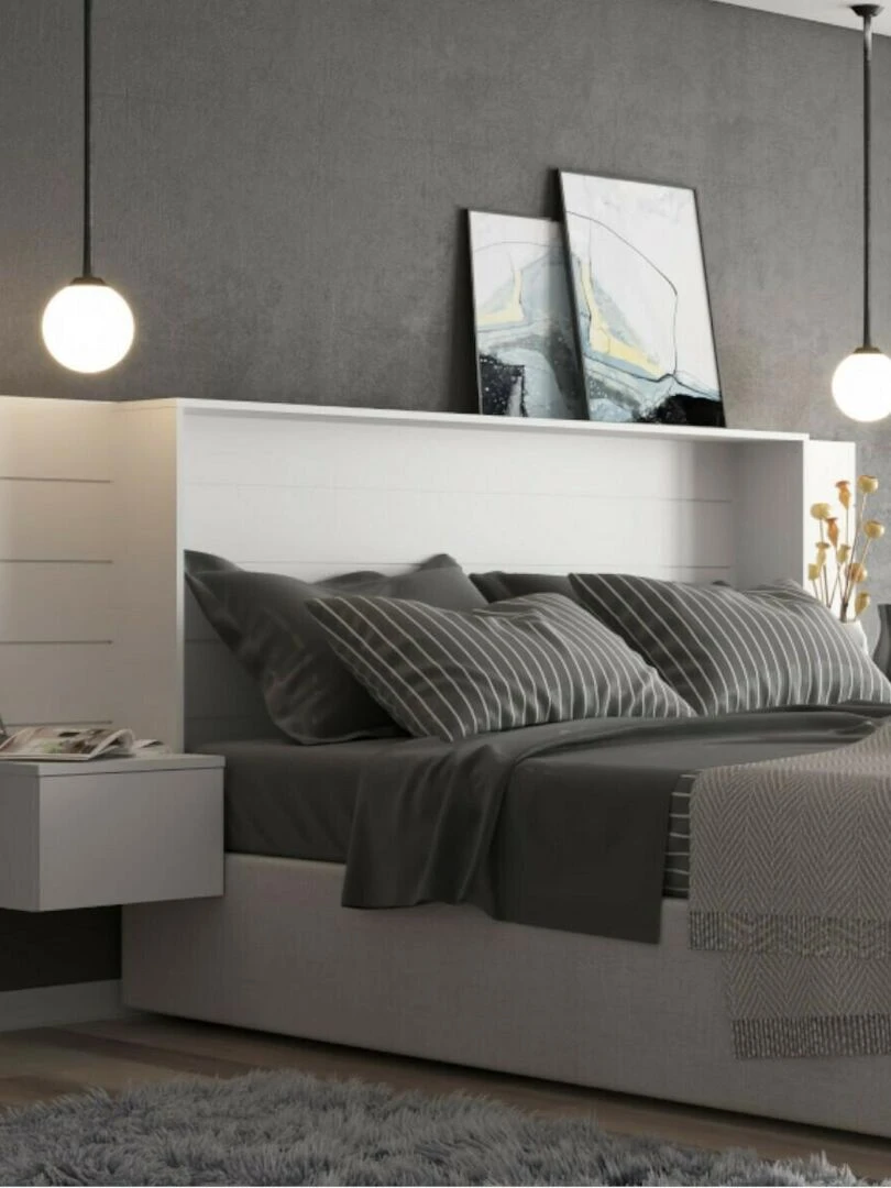 Tête de lit avec chevets Faro   AKITEN RETAIL   Blanc Blanc