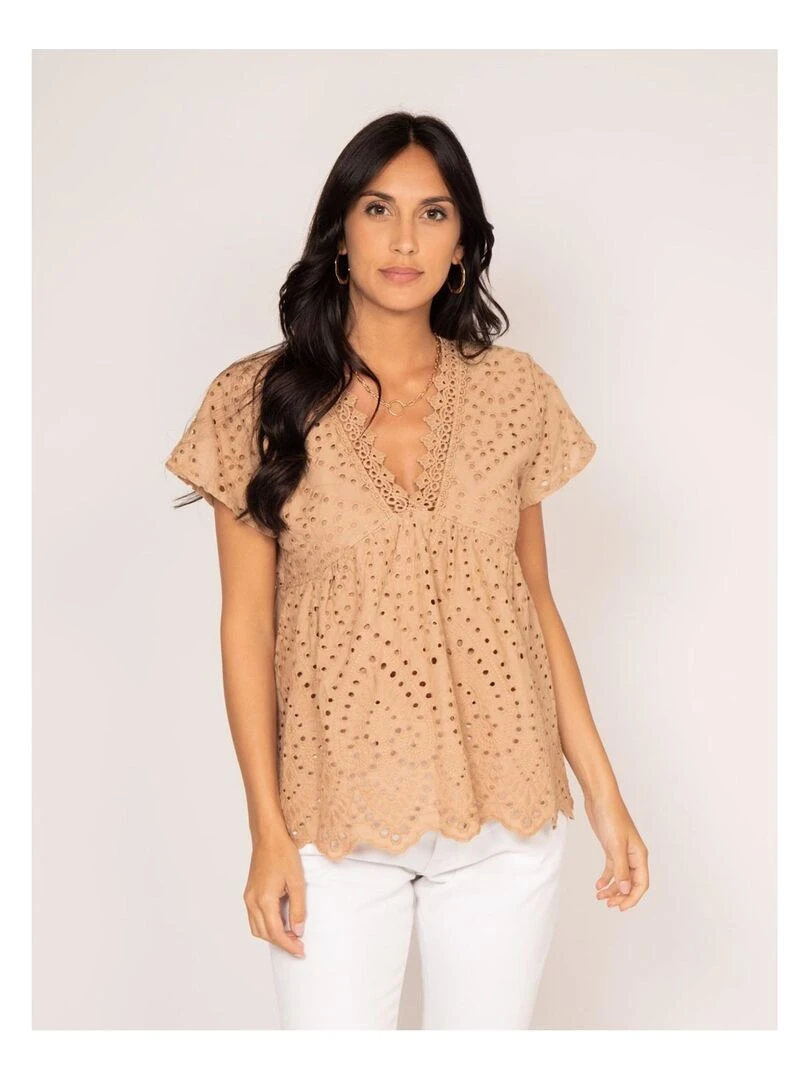 Blouse broderie anglaise FADIA Beige