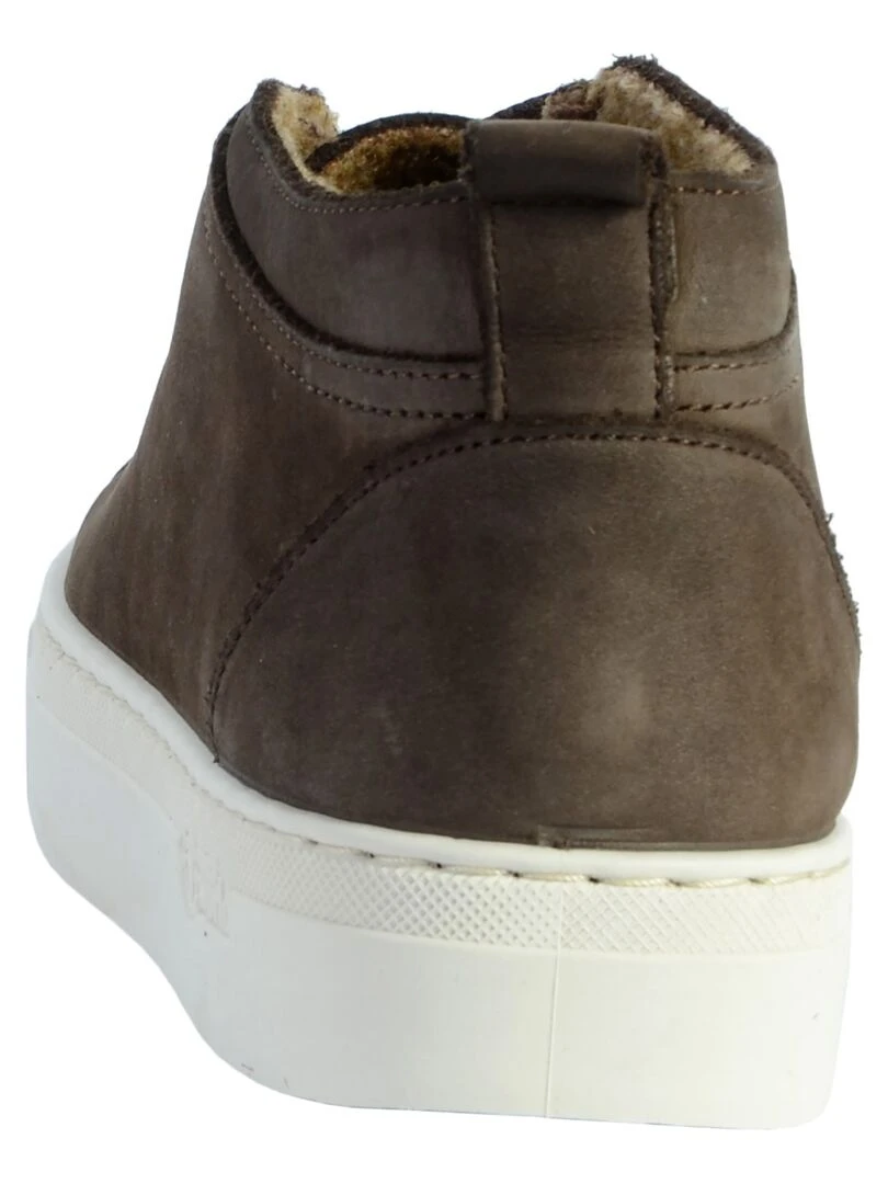 Basket Montante Cuir Natural World Media Nappa Wool   Marron