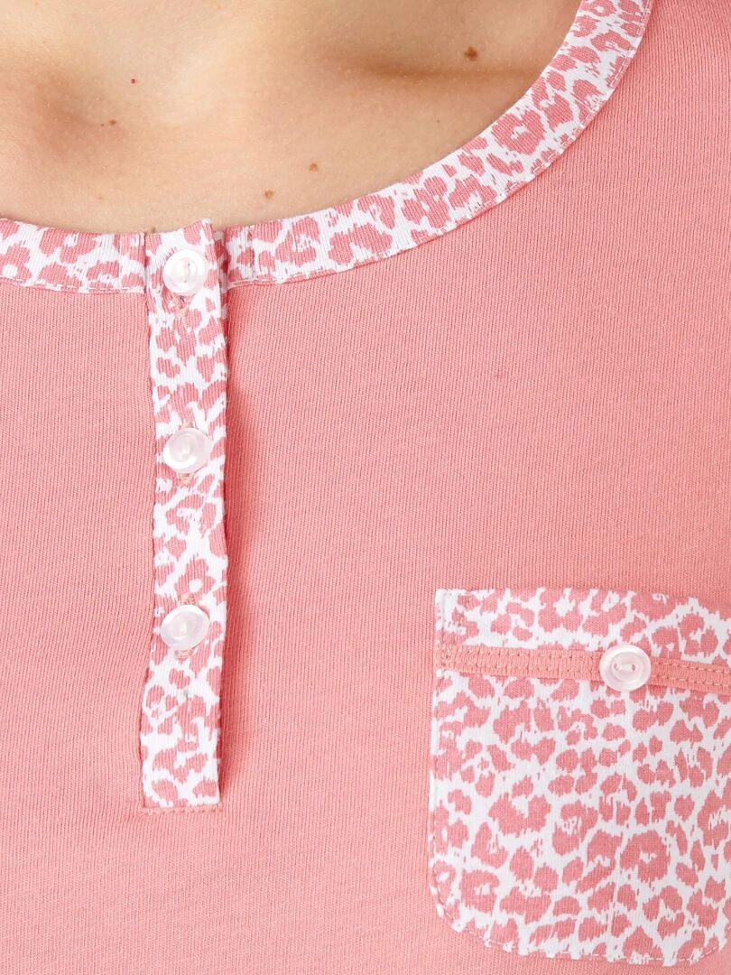 Pyjama pur coton peigné manches longues Damart Orange corail