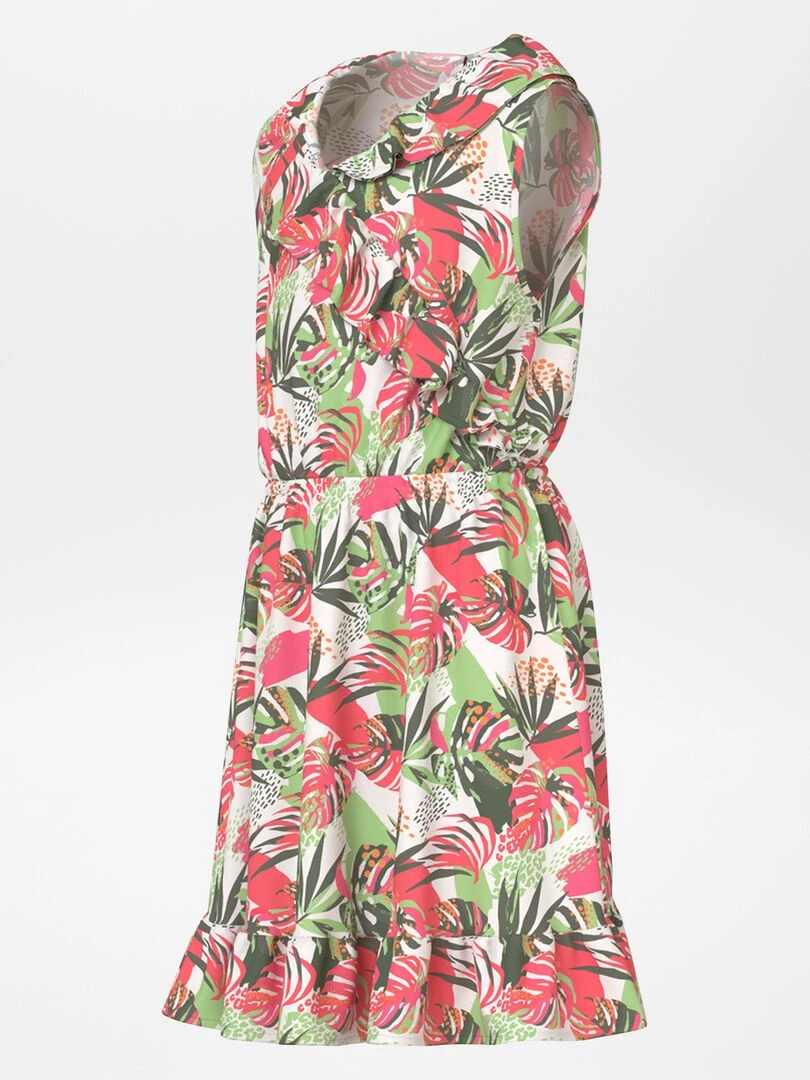 Robe imprimée à volants   Blanc