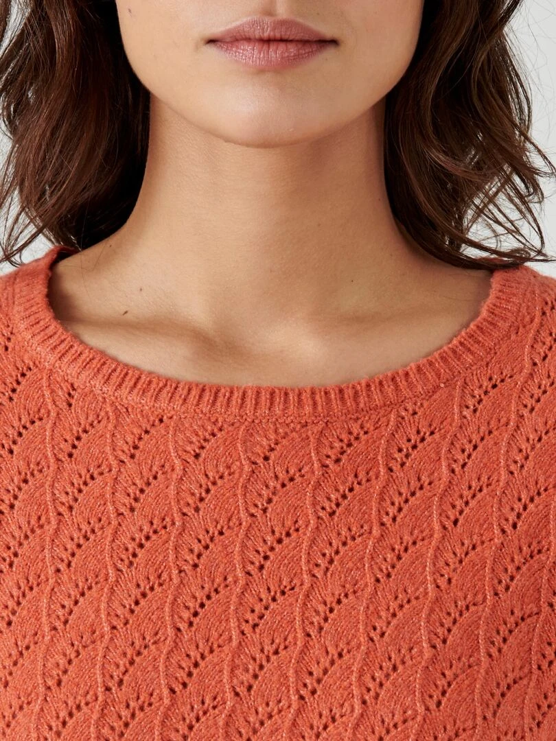 Pull maille ajourée Damart Orange