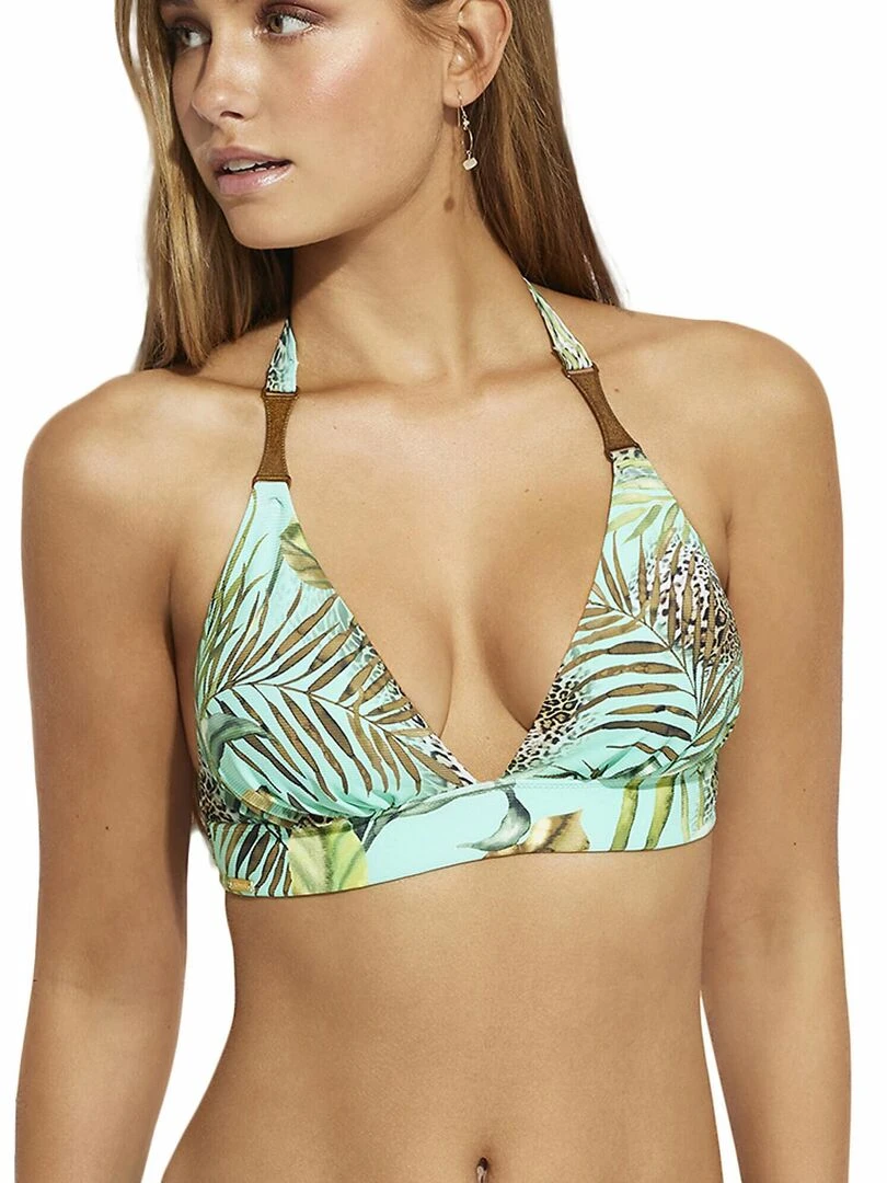 Haut maillot de bain triangle préformé dos nu Paradise Vert