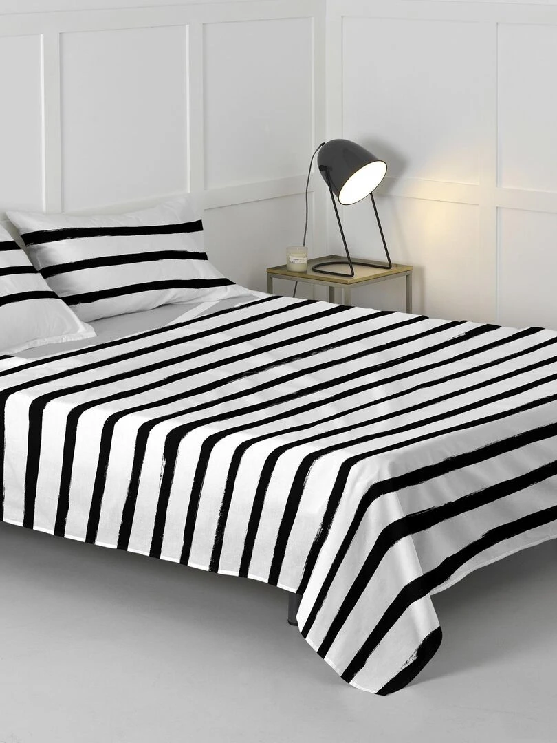 Drap Stripes "Happyfriday" Blanc