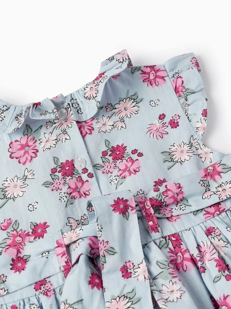 Robe Florale avec Volants pour Bébé Fille manches courtes PICASSO   Bleu