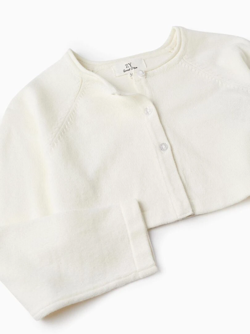 Gilet en Maille Boléro pour Fille  CÉRÉMONIE   Blanc