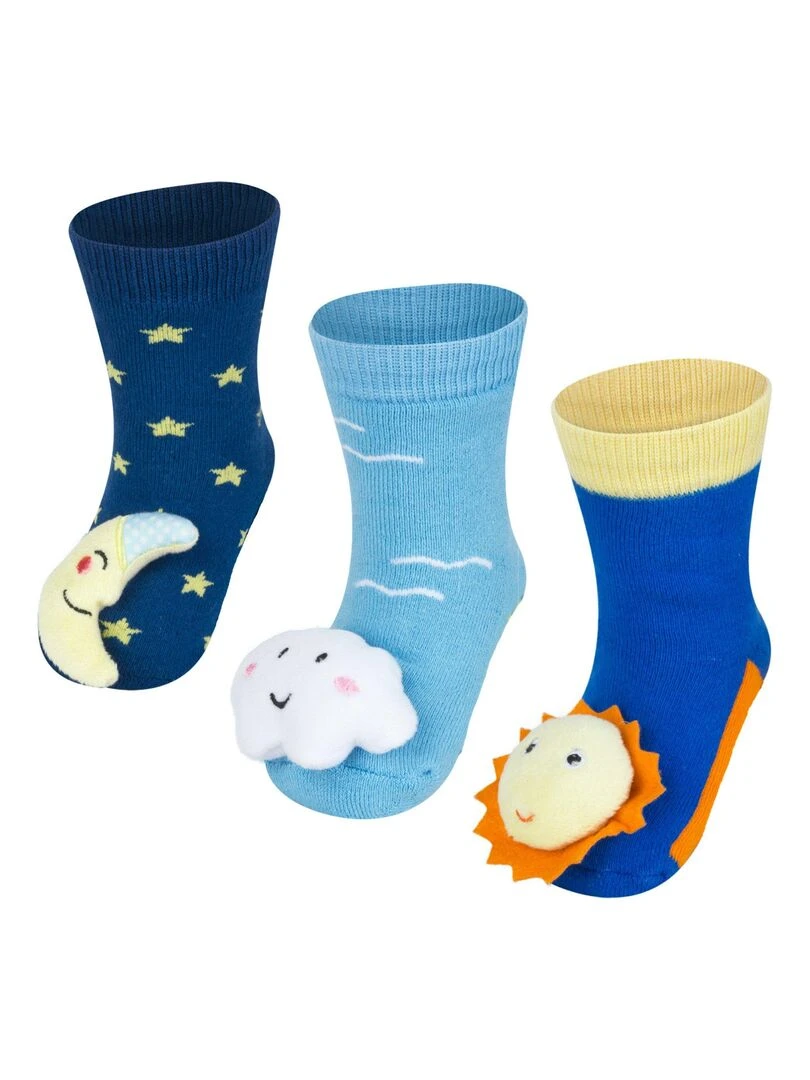 Lot de 3 paires de chaussettes d'éveil Sky Bleu