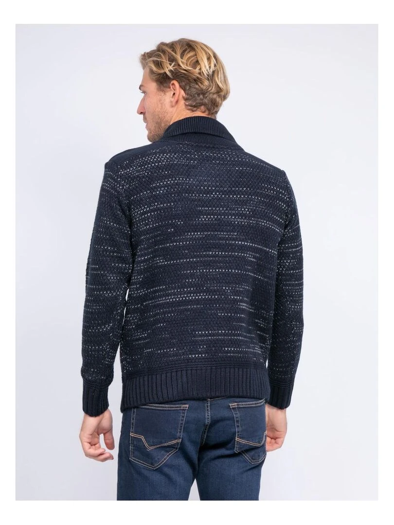 Pull col châle en maille LOOPING Bleu marine