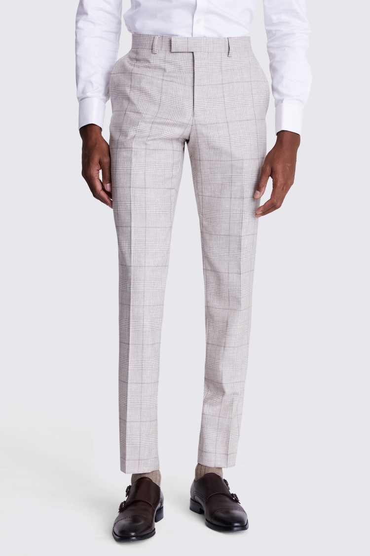 Italian Tailored Fit Taupe Check Jacket   Buy Online at Moss