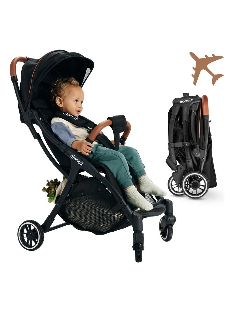 LIONELO Julie One Poussette canne Jusqu'à 22 Kg Légère & pliable Accessoires Noir Noir