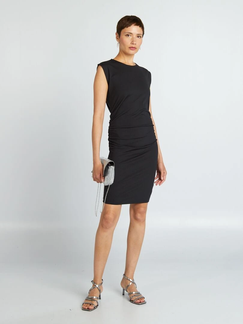 Robe moulante en maille côtelée noir