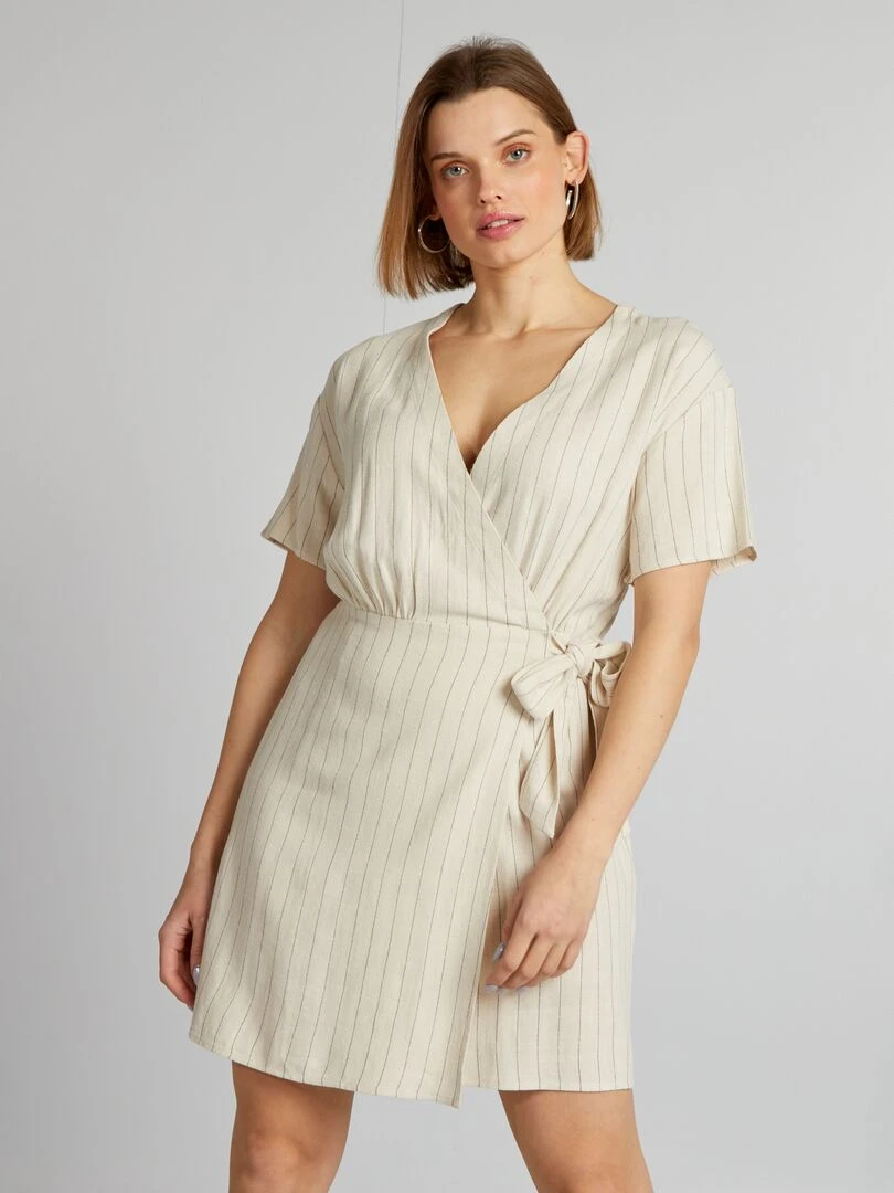 Robe wrap en lin   Beige