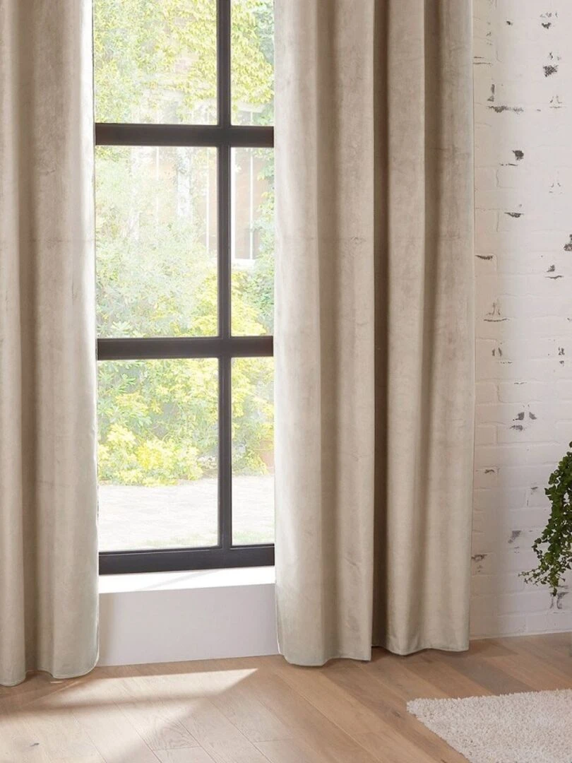Rideau occultant à œillets 140x260 velours Théa beige Beige