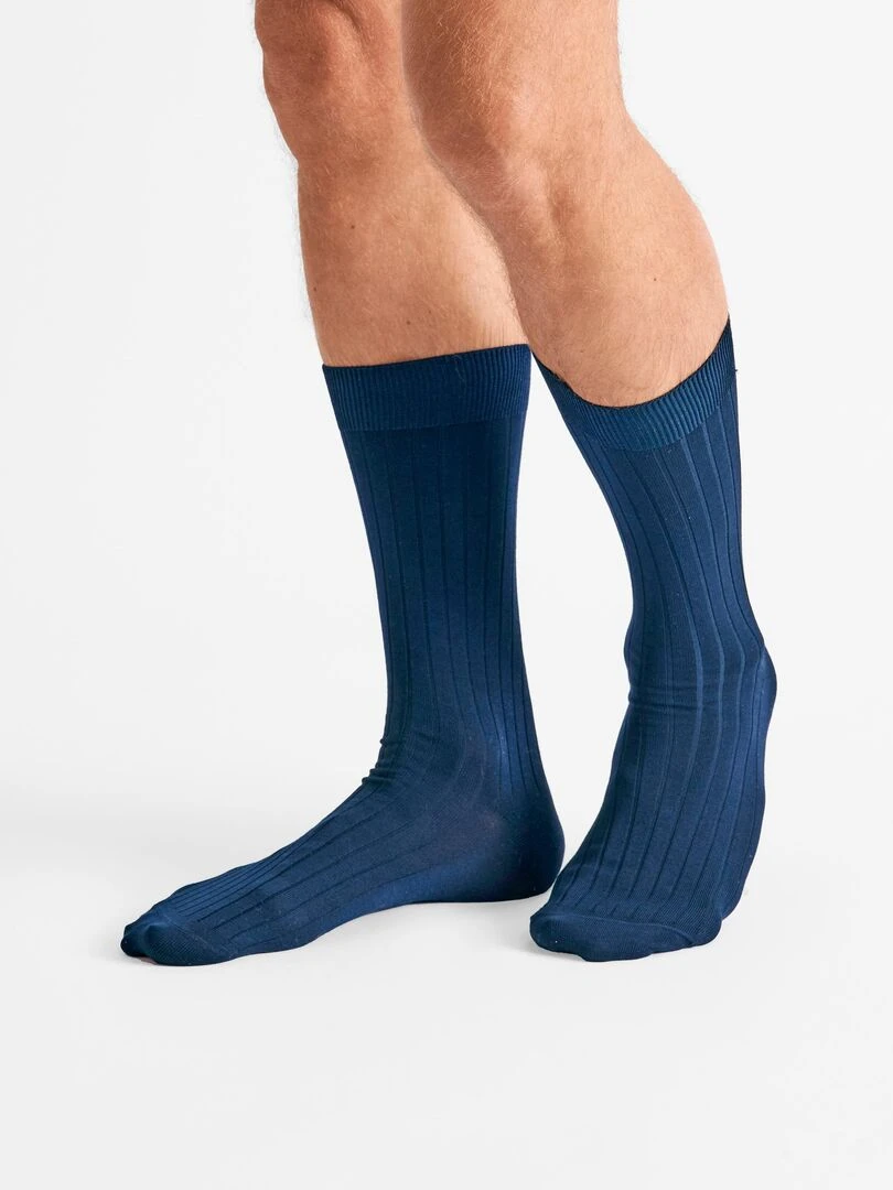 Chaussettes à base de fil d Écosse mélangé   Damart   Bleu marine
