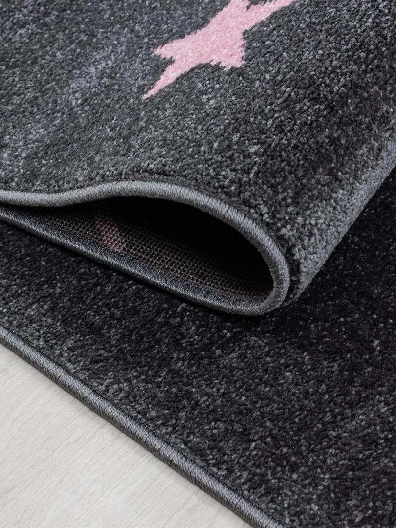 Tapis enfant KID'S STARS en polypropylène doux et soyeux OEKO TEX® Rose